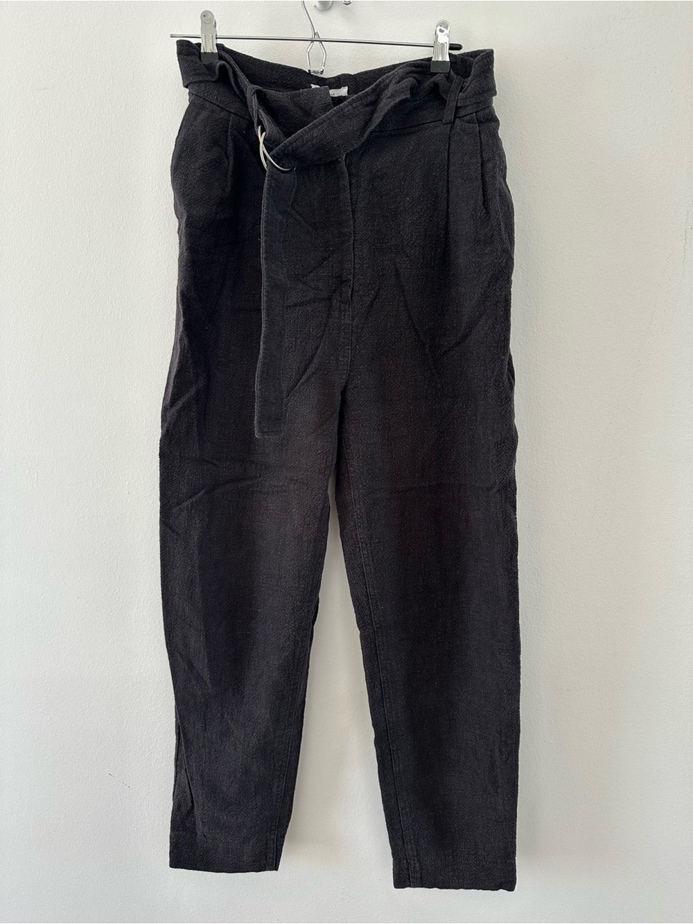 & Other Stories Black Paperbag Waist Chinos with Tie Belt